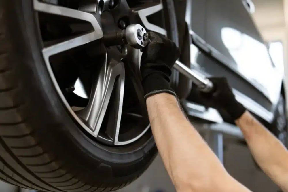 Tire Service in Springboro OH At Springboro Automotive. Close-up view of tire services in auto repair shop