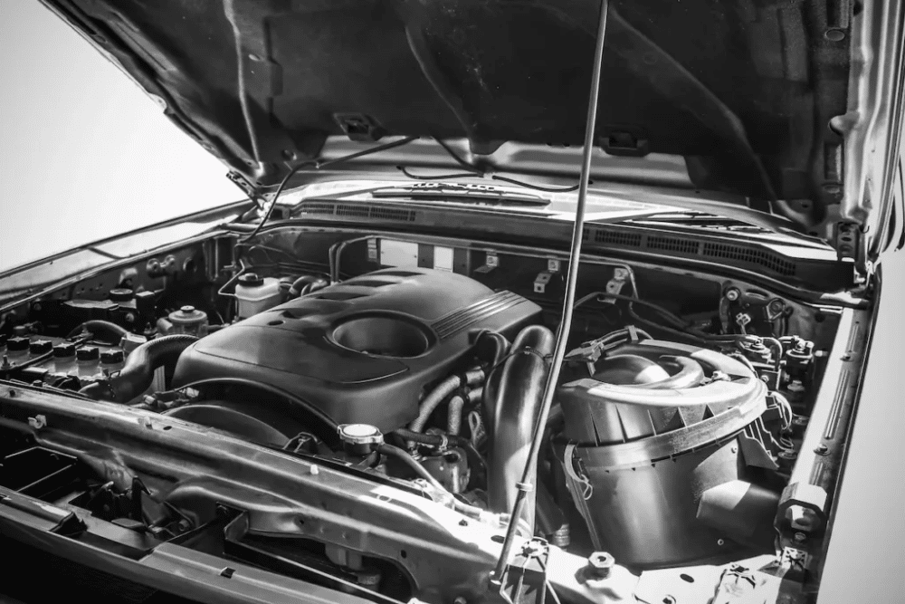Diesel Engine Repair in Springboro OH At Springboro Automotive. Image of Diesel engine with hood open for inspection and maintenance